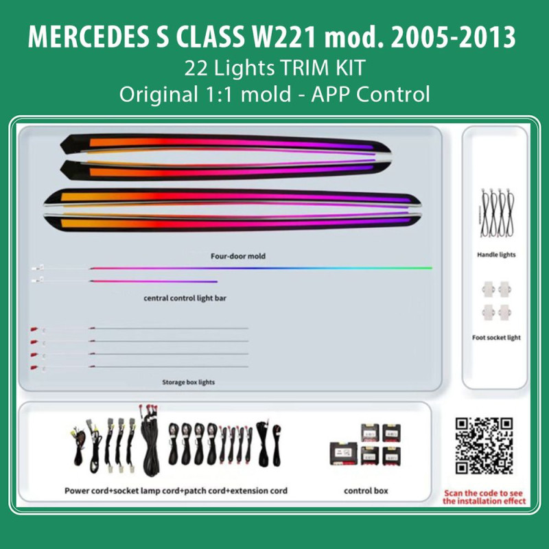 DIQ AMBIENT BENZ HCBC01 TRIM (Digital iQ Ambient Light for Mercedes S (W221) mod. 2005-2013 with 22 Lights Trim Kit)