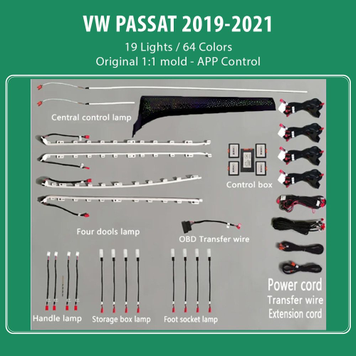 DIQ AMBIENT VW PASSAT III 19L KIT (Digital iQ Ambient Light VW Passat mod.2019-2023, 19 Lights)