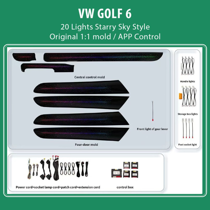 DIQ AMBIENT VW DZ30Y (Digital iQ Ambient Light VW GOLF 6 mod. 2008-2013 with 20 Lights, Starry Sky Style)