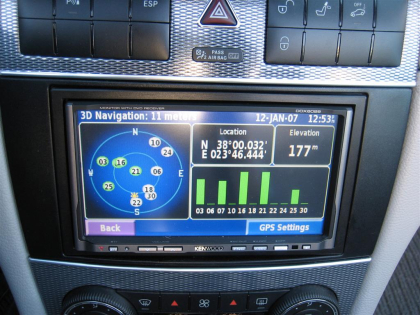 Εγκατάσταση οθόνης Kenwood DDX-6029, TV Tuner KTC-300, Navigation KNA-G520, Bluetooth Car Kit KCA-BT100 και Adaptor για τα εργοστασιακά controls τιμονιού σε Mercedes CLK 200 (W209 | 11/2004).